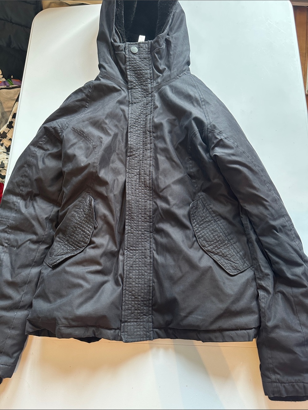 TNA Women's Black Hooded Puffer Jacket